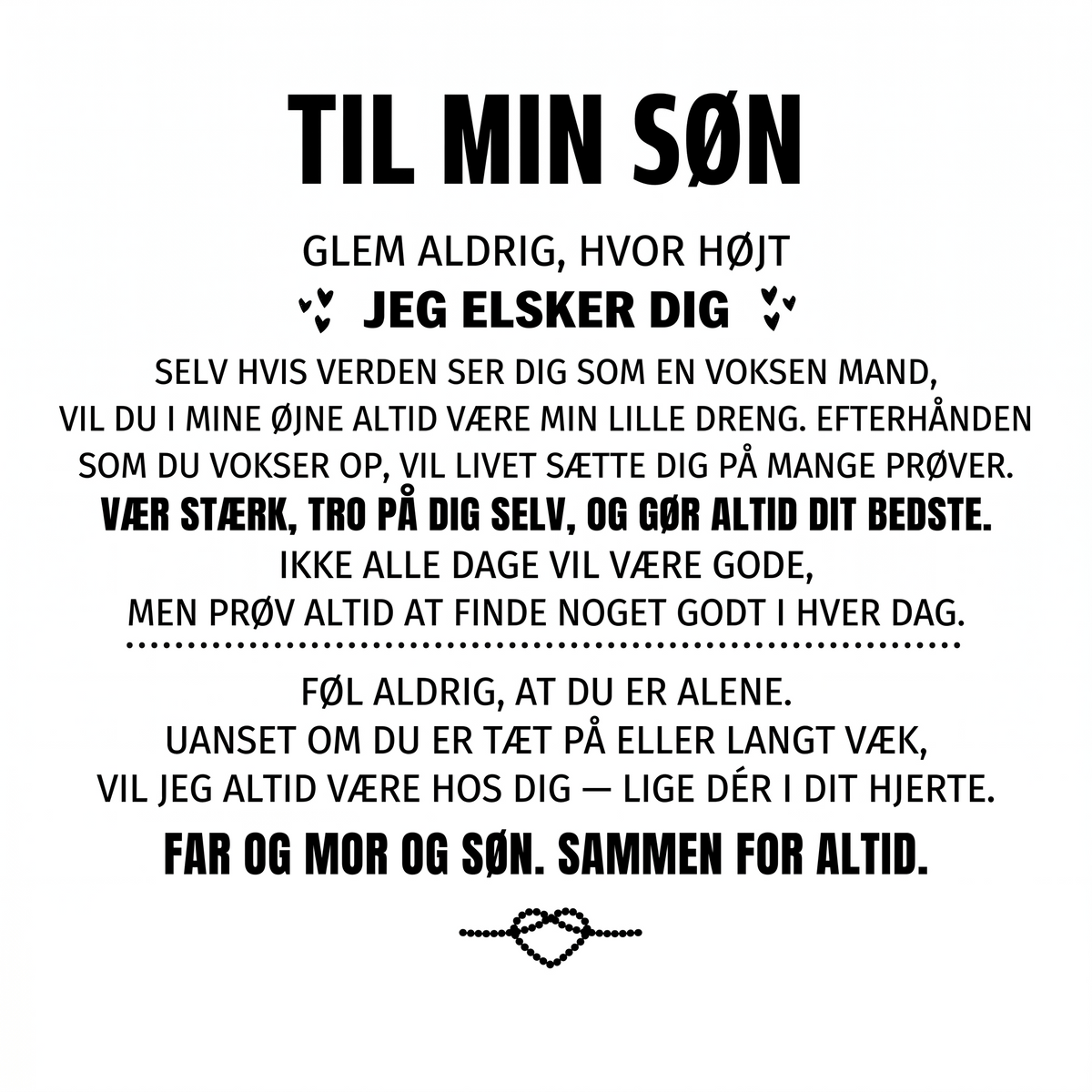 Indgraveret armbånd – "Til min søn"