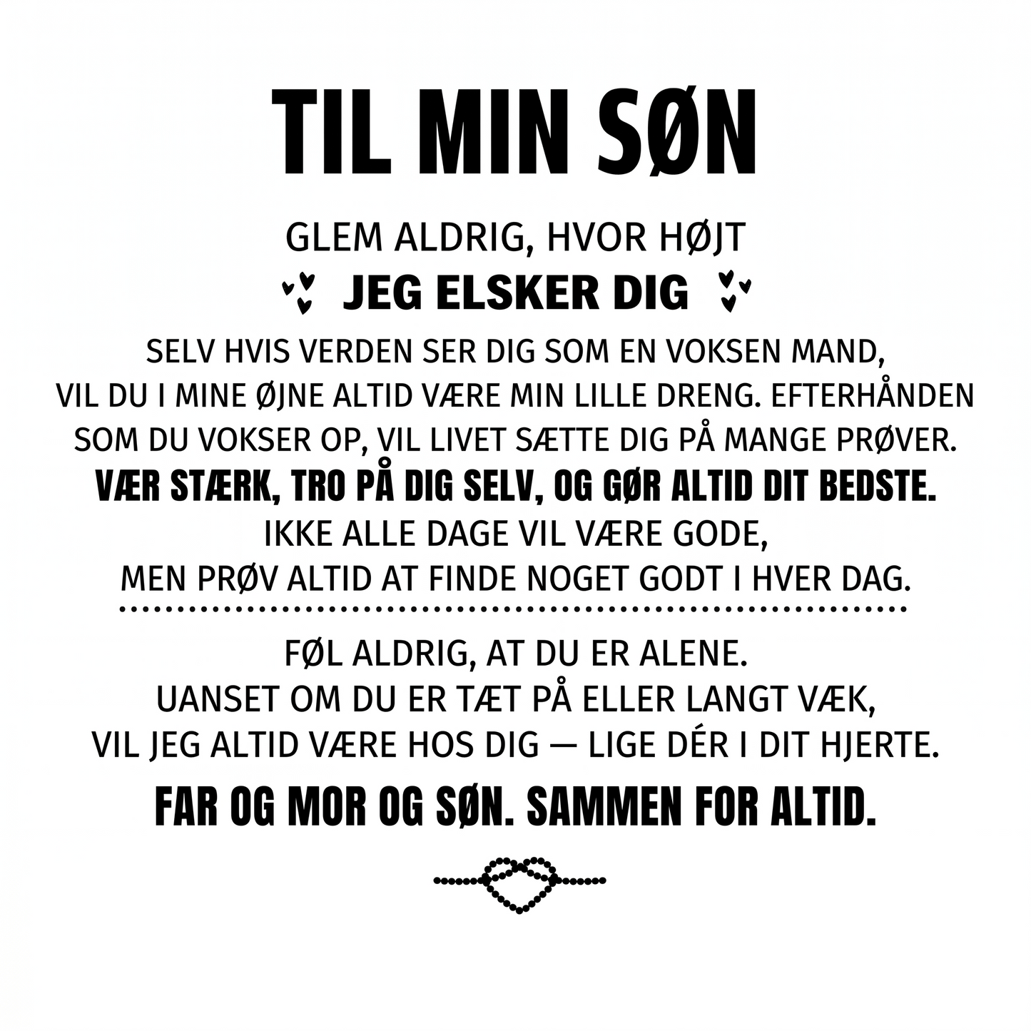 „Indgraveret armbånd ‚Til min søn‘“