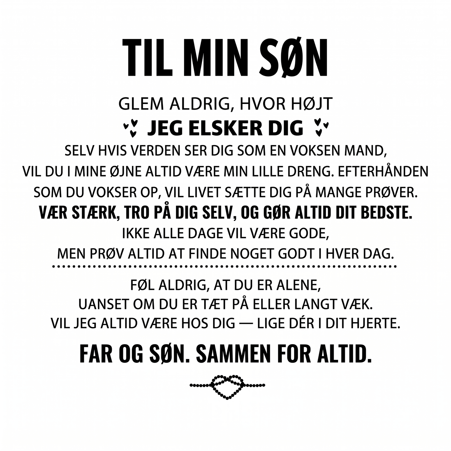 „Indgraveret armbånd ‚Til min søn‘“